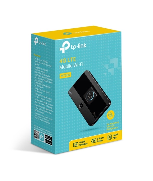 TP-Link M7350 Wifi móvil 4G LTE de 150Mbps, Módem 4G interno, ranura para SIM, Batería recargable de 2000mAh, ranura para micro 