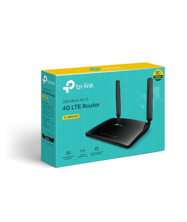TP-Link TL-MR6400 Router 4G LTE inalámbrico N 300Mbps, módem 4G interno, 3 x LAN 10/100Mbps, 2 antenas WiFI internas 2 LTE desmo