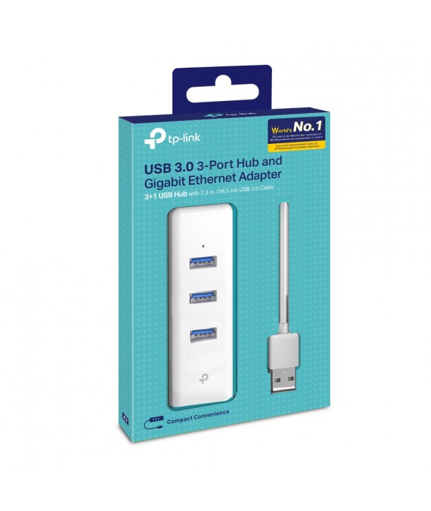 TP-Link UE330 Adaptador USB 3.0 a Ethernet Gigabit con 3 x USB 3.0, 1 conector USB 3.0, 1 x Gigabit, 3 x USB 3.0