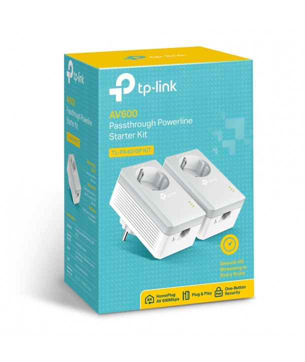 TP-Link TL-PA4010P KIT - Kit de inicio con adaptadores Powerline AV600 con enchufe incorporado
