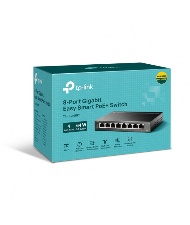 TP-Link TL-SG108PE Switch Easy Smart sobremesa, 8 x Gb, incluidos 4 x PoE, alimentación PoE