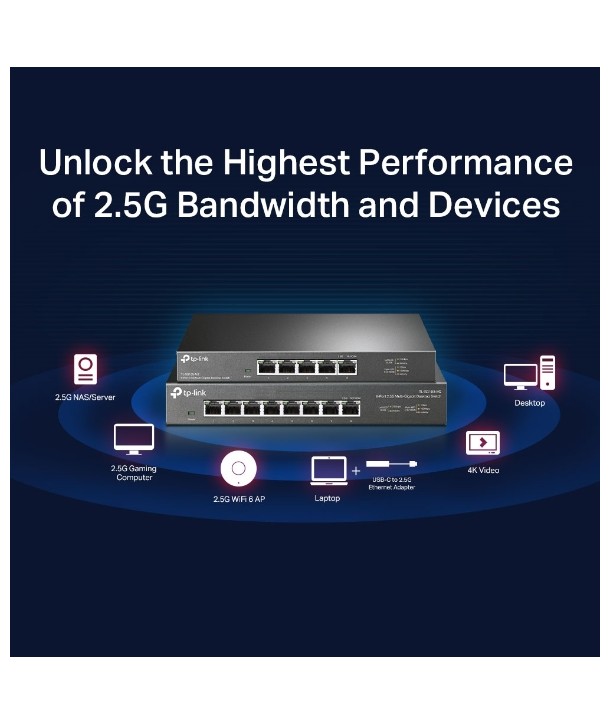 TP-LINK TL-SG108-M2 - Switch de escritorio de 8 puertos 2.5G