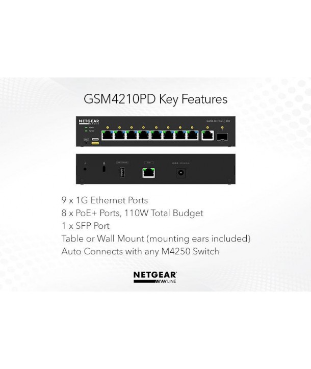 Switch gestionable 9x1Gb más 1xSFP PoE