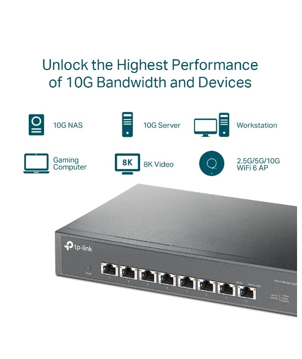 Switch de escritorio / rack de 8 puertos 10G