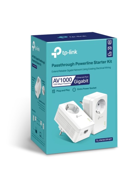 TP-Link PA7017P KIT - Kit PLC AV1000 Gigabit con enchufe Incorporado