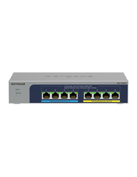 Netgear MS108UP-100EUS - Switch 8 puertos 2,5G, 4 PoE+ y 4 Ultra60 PoE++ sin gestión