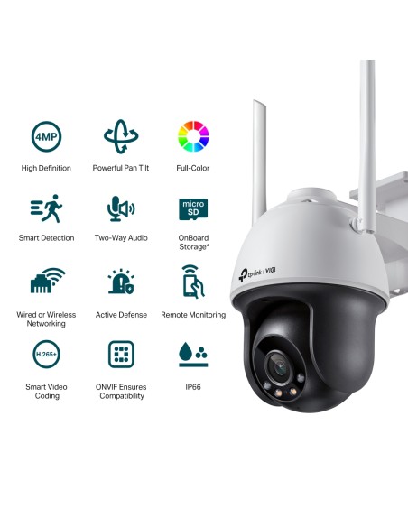 TP-Link VIGI C540-W(4mm) - Cámara WiFi color 4MP, 4mm, 12v, mov. Horiz./vert.