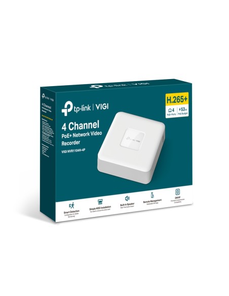 TP-Link VIGI NVR1104H-4P - Grabador de video 4 canales con micro 8MP PoE