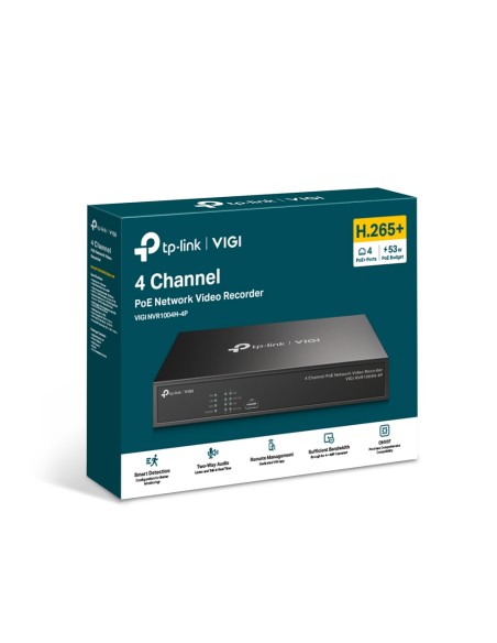 TP-Link VIGI NVR1004H-4P - Grabador de video 4 canales 8MP PoE