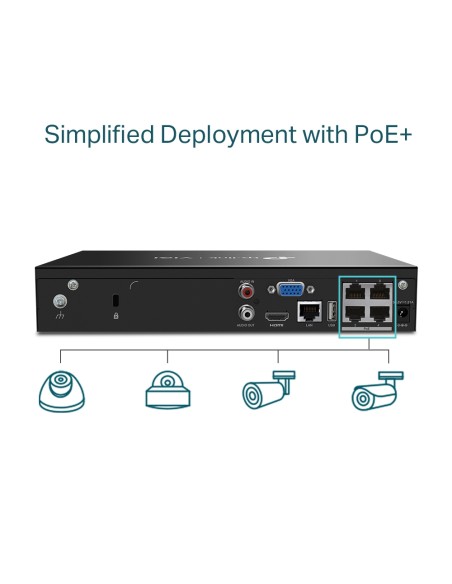 Grabador de video 4 canales 8MP PoE