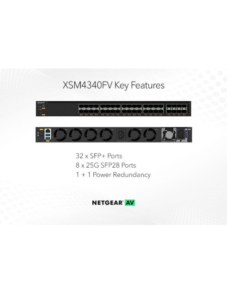 Netgear XSM4340FV-100NES - M4350-32F8V switch gestionable 32xSFP+ más 8xSFP28 (1GB,10GB,25GB) para apilar