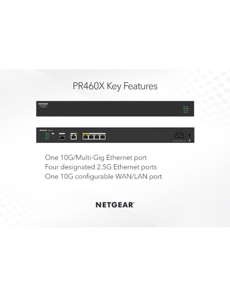 Netgear PR460X-111EUS - Router 10G/Multi-Gigabit Dual-WAN con Insigh 4 años 1x10Gb, 4x2,5Gb, 1xSFP