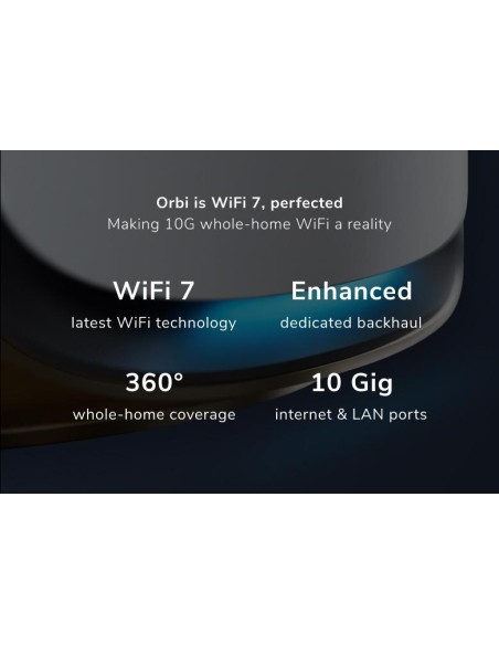 Netgear RBE973S-100EUS - Sistema de malla WiFi 7 de cuatro bandas Orbi serie 970, 27 Gbps, paquete de 3
