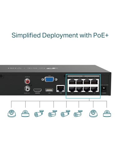 TP-Link VIGI NVR1008H-8MP - Grabador...