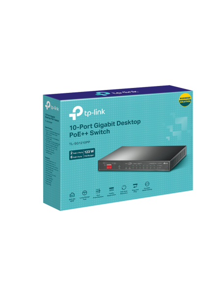 TP-Link SG1210PP - Switch sobremesa 10xGb, 6xPoE+ y 2xPoE++