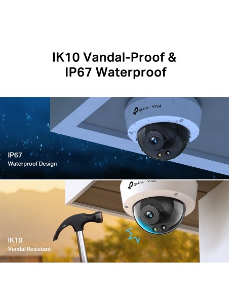TP-Link VIGI C250(2.8mm) - Cámara color tipo Dome 5MP, 2,8mm PoE