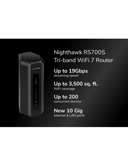 Netgear RS700S-100EUS - Enrutador Nighthawk Tri-Band WiFi 7, 19 Gbps, puerto 10 Gb