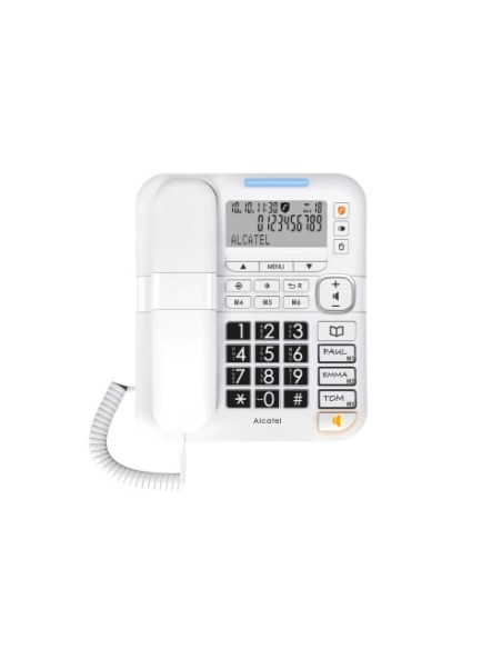 Alcatel ATL1424294 - Teléfono analógico "seniors" TMax70 blanco, con pantallas y manos libres