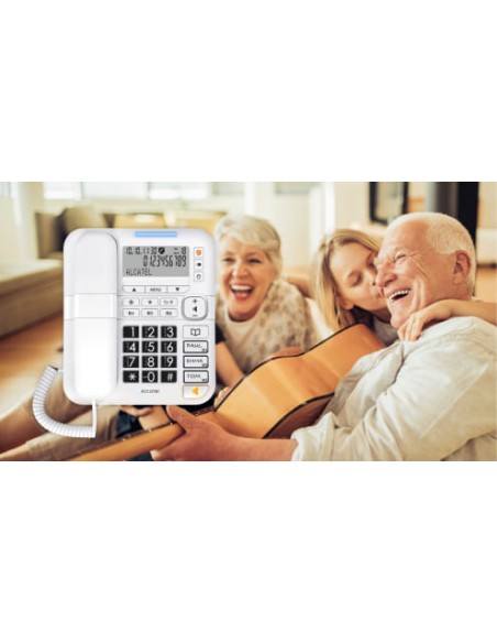 Alcatel ATL1424294 - Teléfono analógico "seniors" TMax70 blanco, con pantallas y manos libres