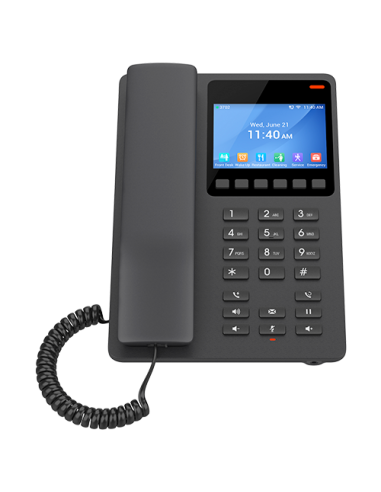 Grandstream GHP631 - Telefono IP Hotel con 2 cuentas SIP, 1x10/100 Mbps, PoE, pantalla color, negro