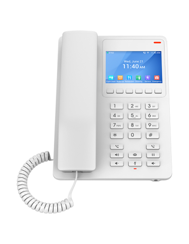Grandstream GHP630W - Telefono WiFi dual Hotel con 2 cuentas SIP, 1x10/100 Mbps, PoE, pantalla color, blanco