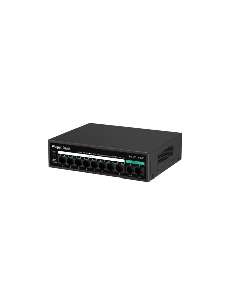 Reyee RG-ES110FG-P - Switch 8x100Mbps, 2xGb, 8xPoE+ 110W, no gestionado, metal