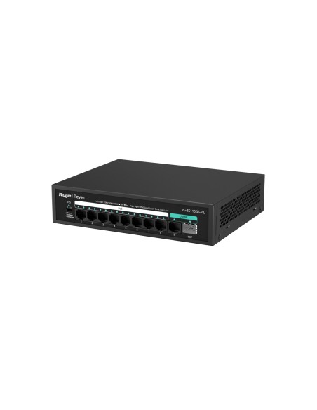 Switch 8x100Mbps, 1xGb, 1xSFP, 8xPoE+ 120W metal