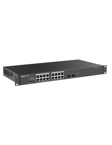 Reyee RG-ES118GS-P-L - Switch 16xGb, 2xGb/SFP, 16xPoE+ 247W, no gestionado, metal