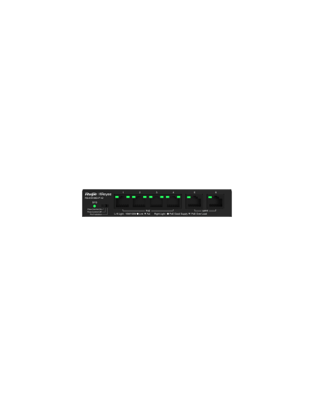 Reyee RG-ES106D-P V2 - Switch 6x100Mbps, 2xUplink, 4xPoE 54W, no gestionado, metal