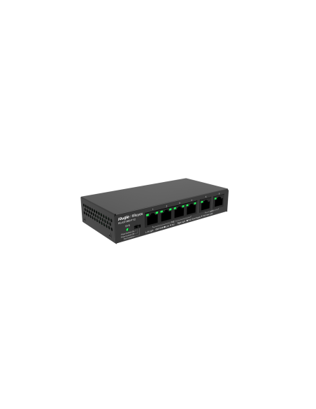 Reyee RG-ES106D-P V2 - Switch 6x100Mbps, 2xUplink, 4xPoE 54W, no gestionado, metal