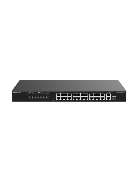 Reyee RG-ES126FGS-LP - Switch 24x100Mbps, 1xGb, 1xSFP, 24xPoE 180W, no gestionado, metal