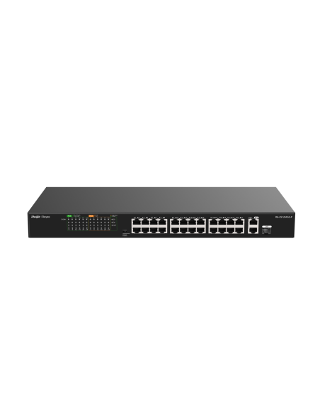 Reyee RG-ES126FGS-P - Switch 24x100Mbps, 1xGb, 1xSFP, 24xPoE 370W, no gestionado, metal