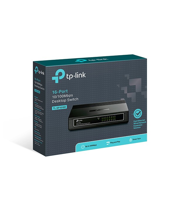 TP-Link TL-SF1016D Switch, 16 x 10/100M RJ45, Sobremesa, carcasa de plástico