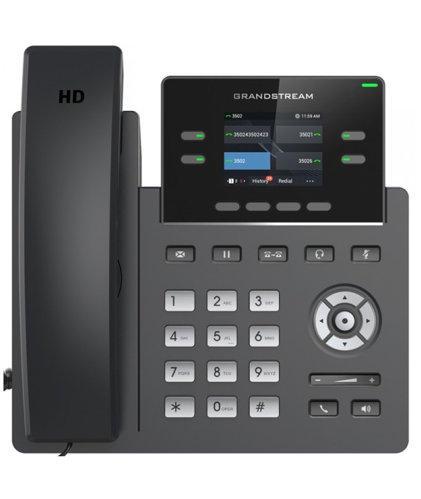Grandstream GRP2612 Terminal IP, pantalla LCD color, 2 cuentas SIP, sin POE, HD audio y puertos 10/100