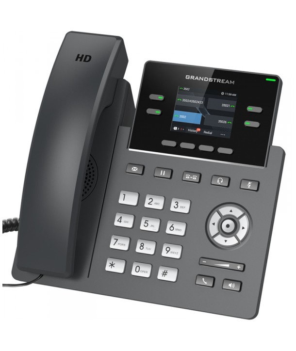 Grandstream GRP2612 Terminal IP, pantalla LCD color, 2 cuentas SIP, sin POE, HD audio y puertos 10/100