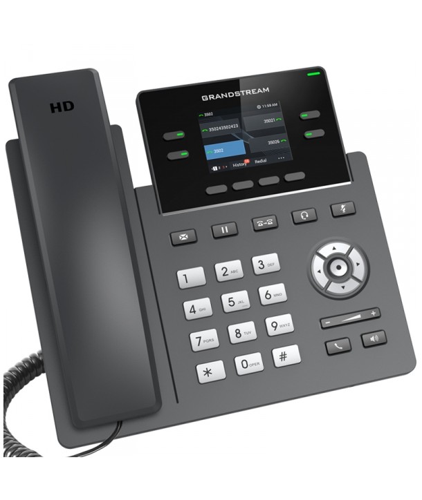 Grandstream GRP2612 Terminal IP, pantalla LCD color, 2 cuentas SIP, sin POE, HD audio y puertos 10/100