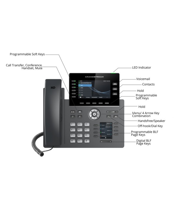 Grandstream GRP2616 - Teléfono WiFi 6 cuentas SIP Bluetooth