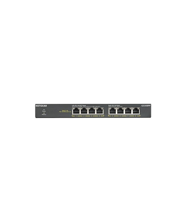 Switch 8 ports. Giga POE+. Incl. Kit rack y  pared
