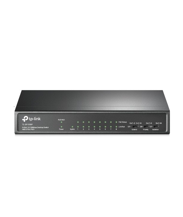 TP-LINK TL-SF1009P - Swirch Escritorio 9 puertos 10/100 Mbps, 8xPoE+