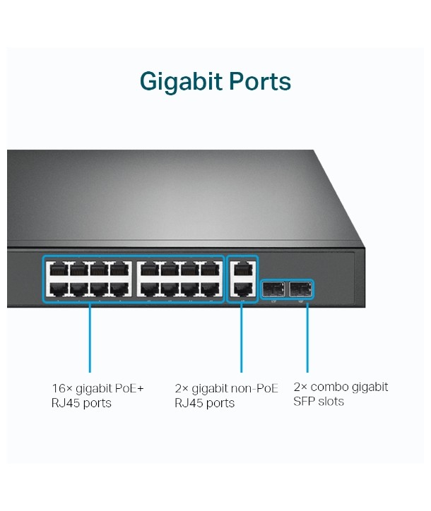TP-LINK TL-SG1218MP - Switch 18 puertos Gigabit,  16xPoE+